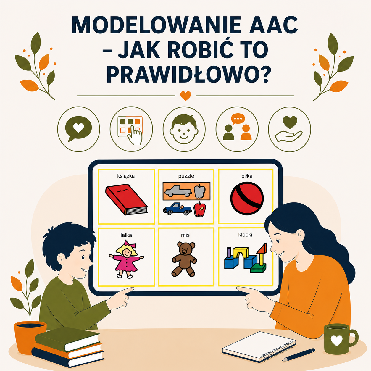 Modelowanie AAC – dziecko i osoba dorosła korzystające z komunikacji wspomagającej i alternatywnej